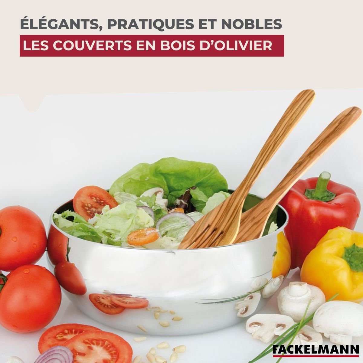 Ensemble de 2 Couverts à salade ÉDITION BOIS D'OLIVIER bois brun, FACKELMANN