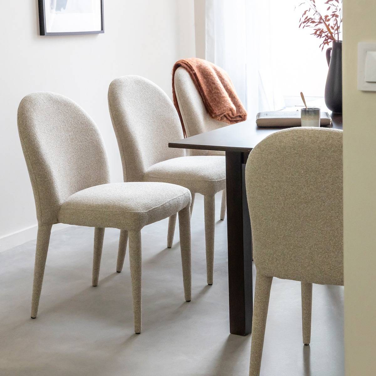 Lot de 2 chaises en tissu et métal DORIS beige, MADE IN MEUBLES 