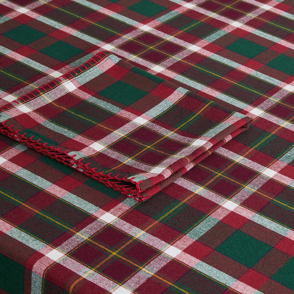 Nappe  à carreaux, en coton lavé tissé teint, FERGIE carreaux rouge, LA REDOUTE INTERIEURS