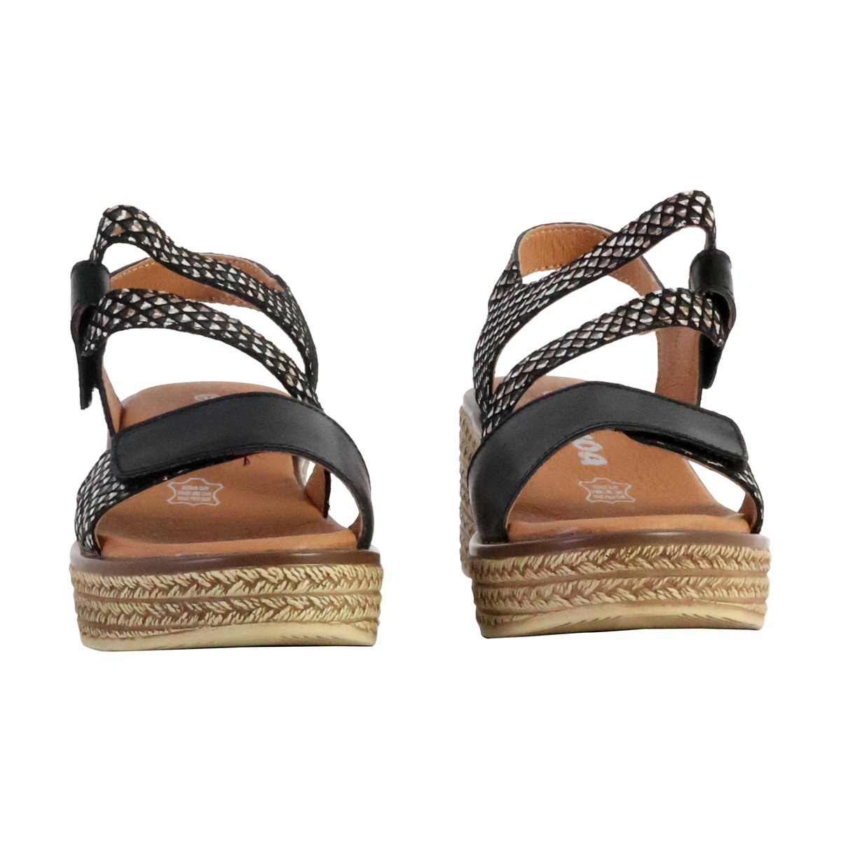 Sandale Compensé Cuir Alénoa noir, THE DIVINE FACTORY