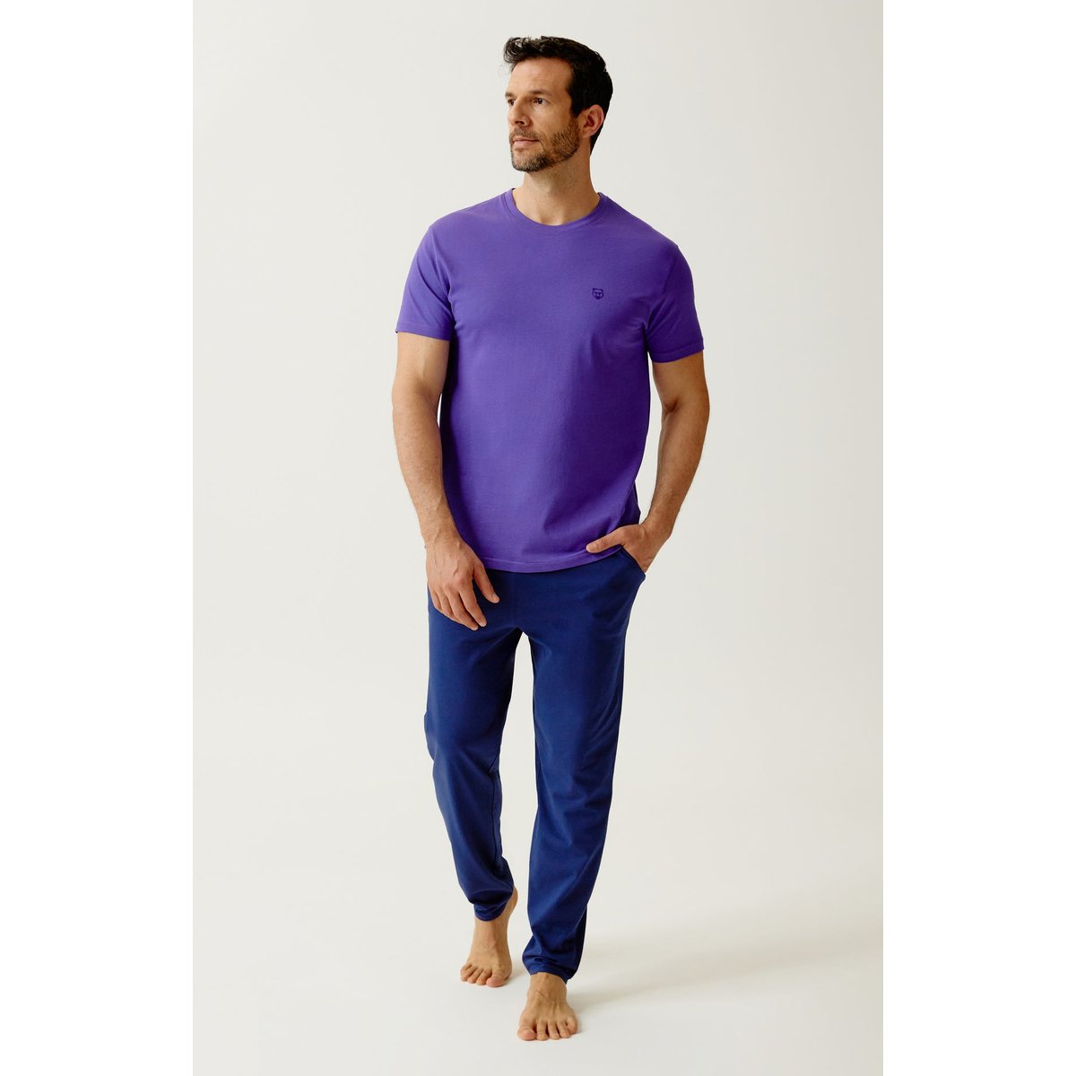 Tee-shirt en jersey de coton léger couleur unie Violet violet, ARTHUR