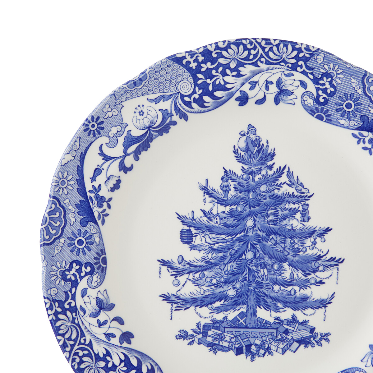 Set of 4 Blue Christmas Tree Dinner Plates blue, SPODE