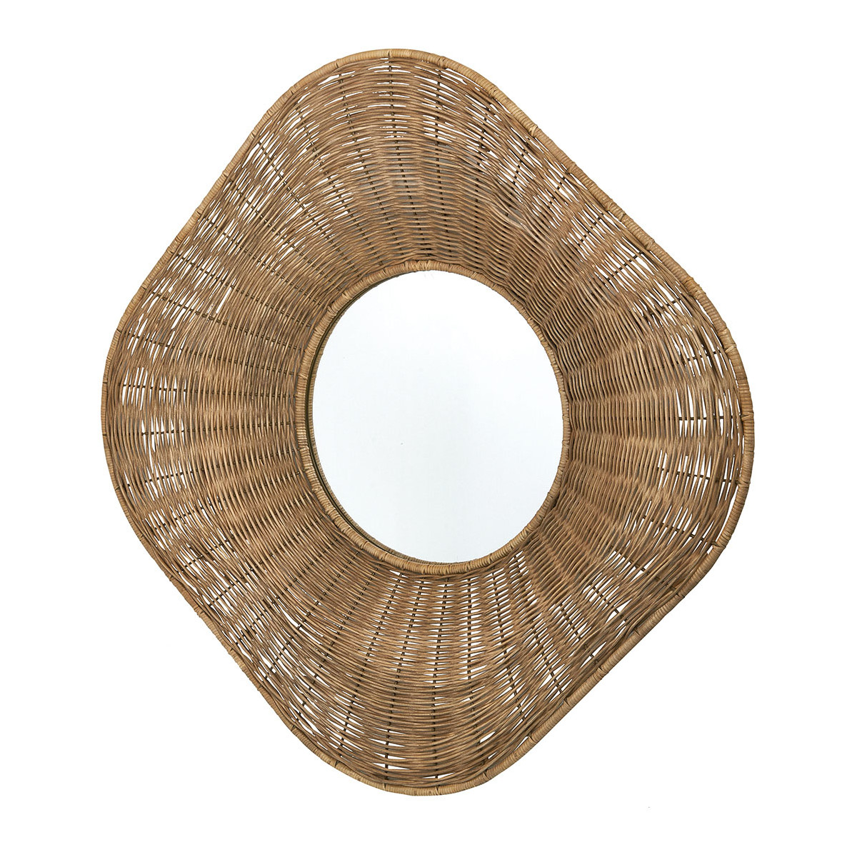 Miroir ISIS rotin et métal naturel, BLANC D’IVOIRE