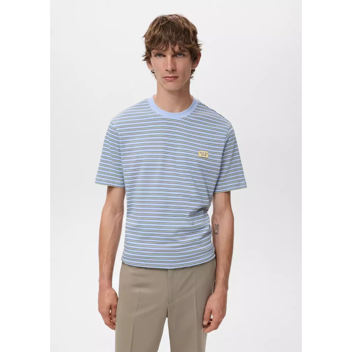 Chemise regular-fit 100 % coton rayures vert d´eau, MANGO MAN