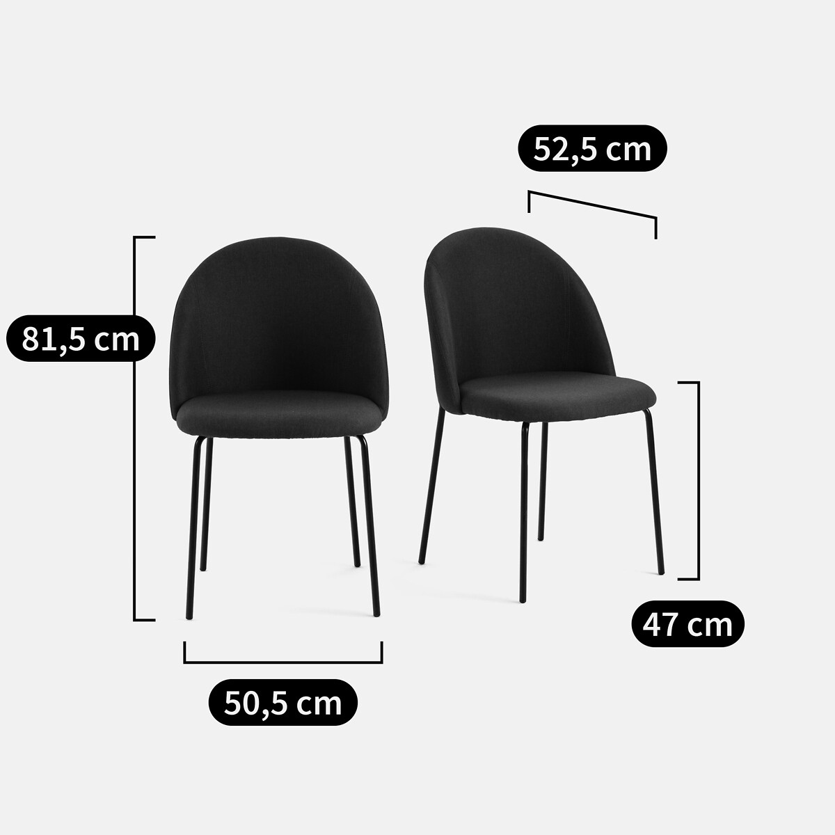 Lot de 2 chaises NORDIE gris, LA REDOUTE INTERIEURS