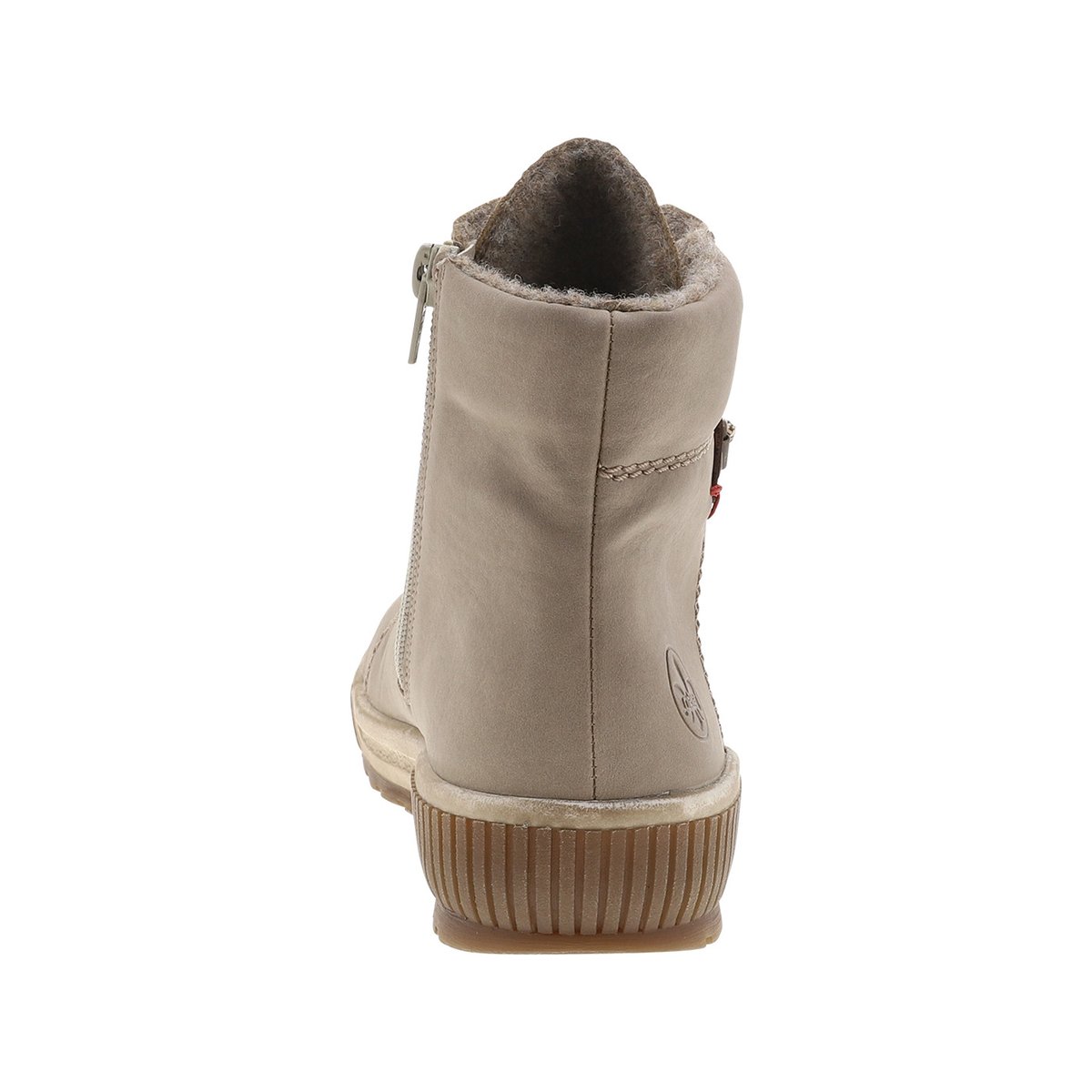 Baskets beiges fourrées à lacets ronds bicolore tressés et fermeture zippée beige, RIEKER