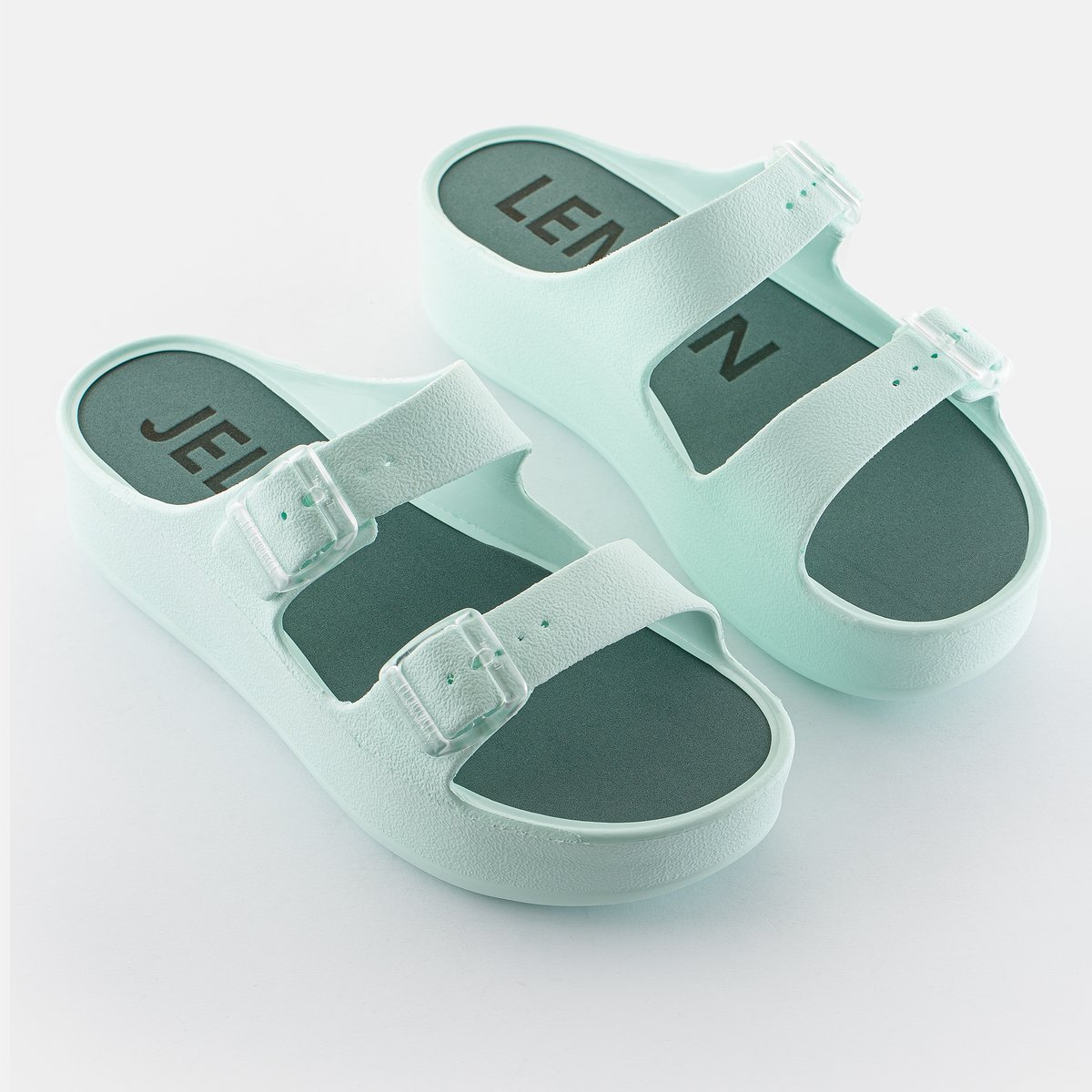 Sandales à plateforme et boucles vegan FENIX vert d'eau, LEMON JELLY
