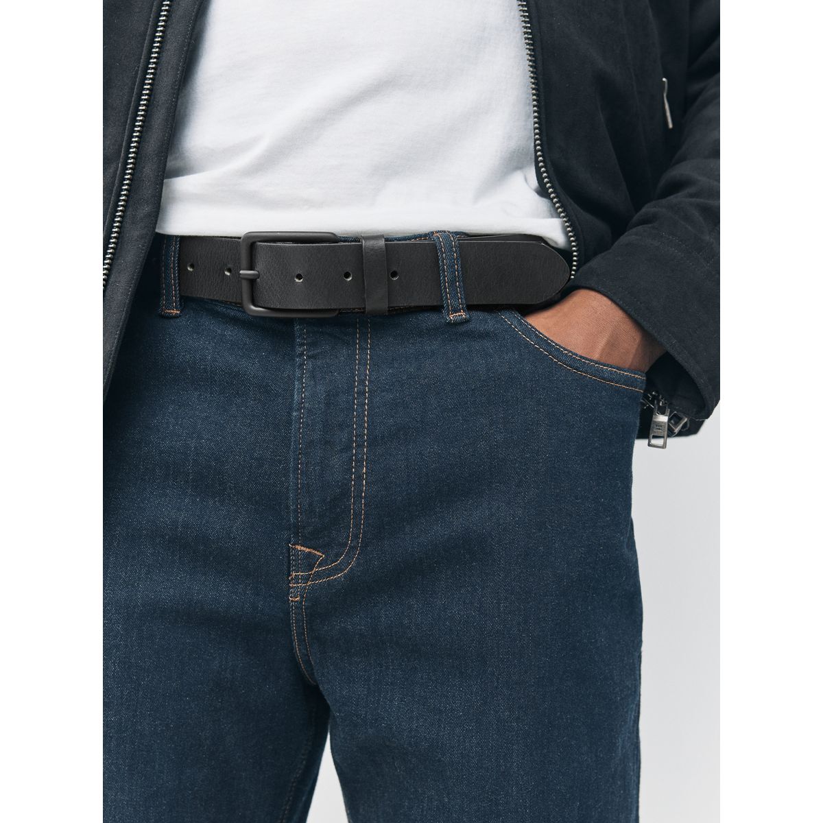 Ceinture décontractée en cuir noir, NEXT