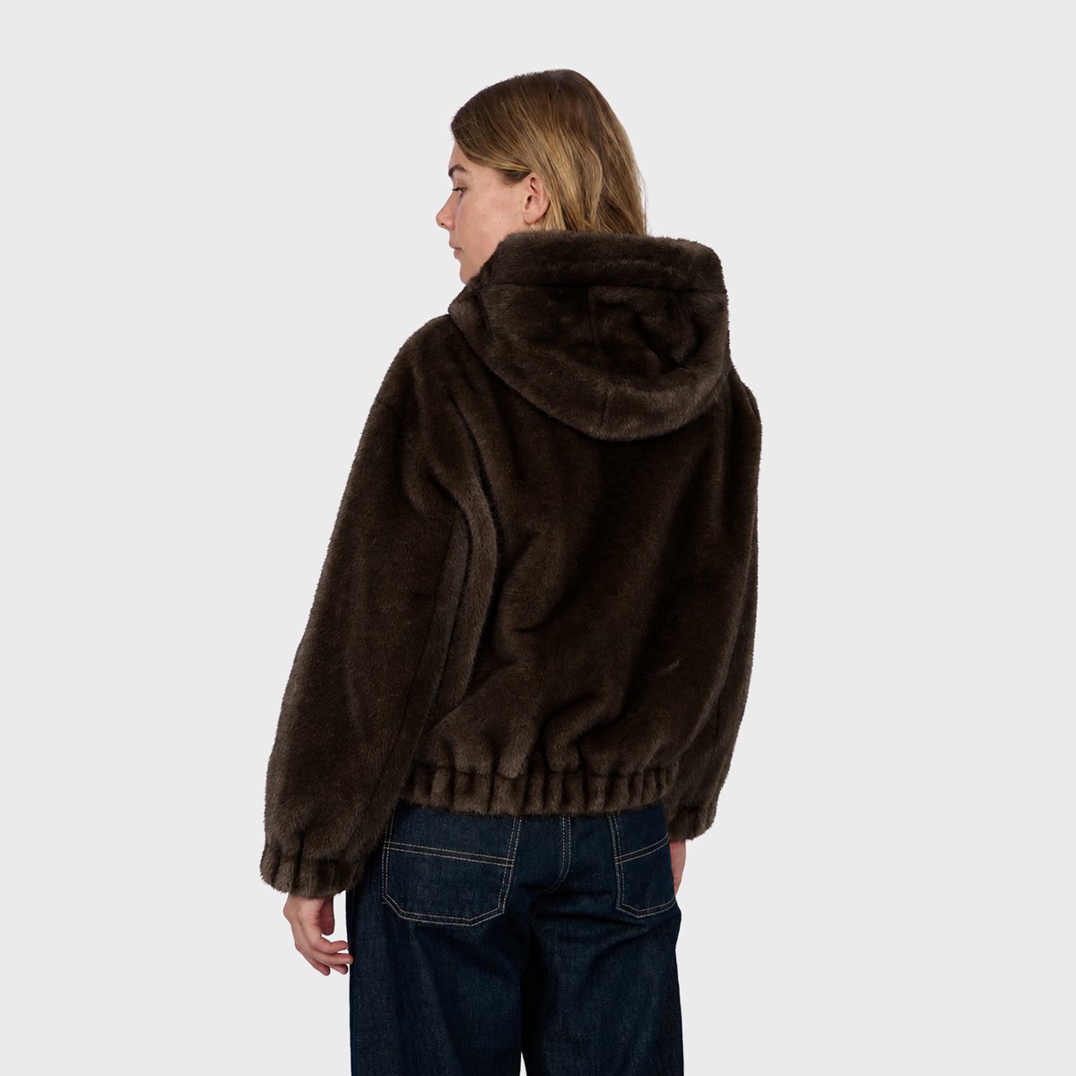 Blouson bomber zippé à capuche LISE chocolat, OAKWOOD