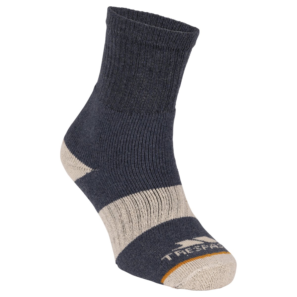Lot de 5 paires de chaussettes mi-hautes bicolores WENDALL bleu indigo / gris chiné / rose, TRESPASS