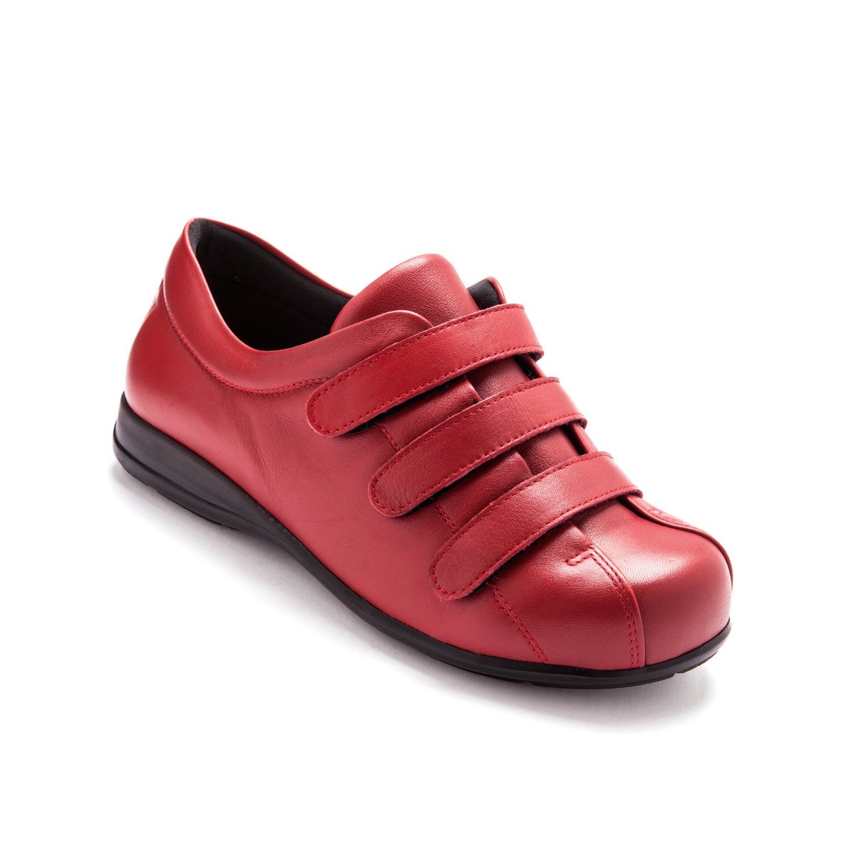 Derbies À Scratch, Ultra Larges Pour Pieds Sensibl rouge moyen uni, PEDICONFORT
