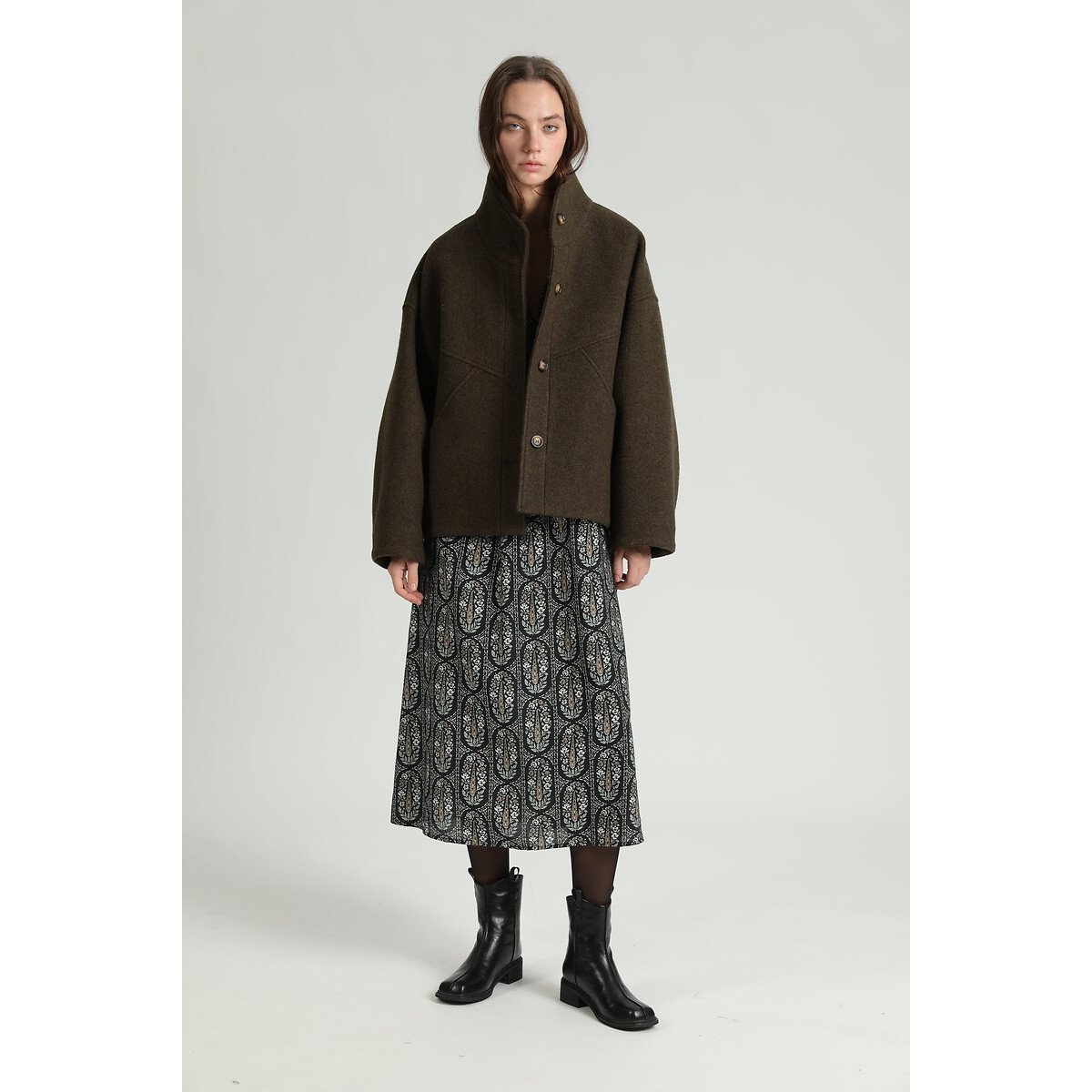 Wool Blend Jacket brown, SEE U SOON