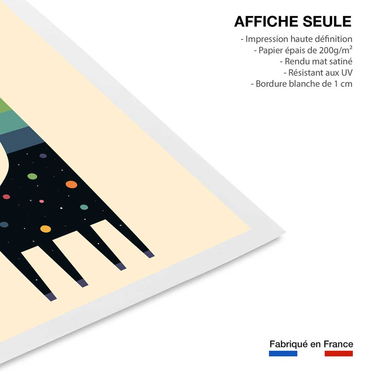 Affiche enfant girafe galaxie affiche seule, HEXOA