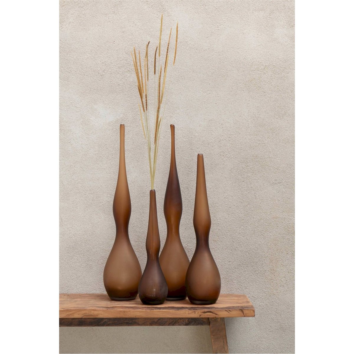 Lot de 3 vases courbes en verre marron, RECOLLECTION
