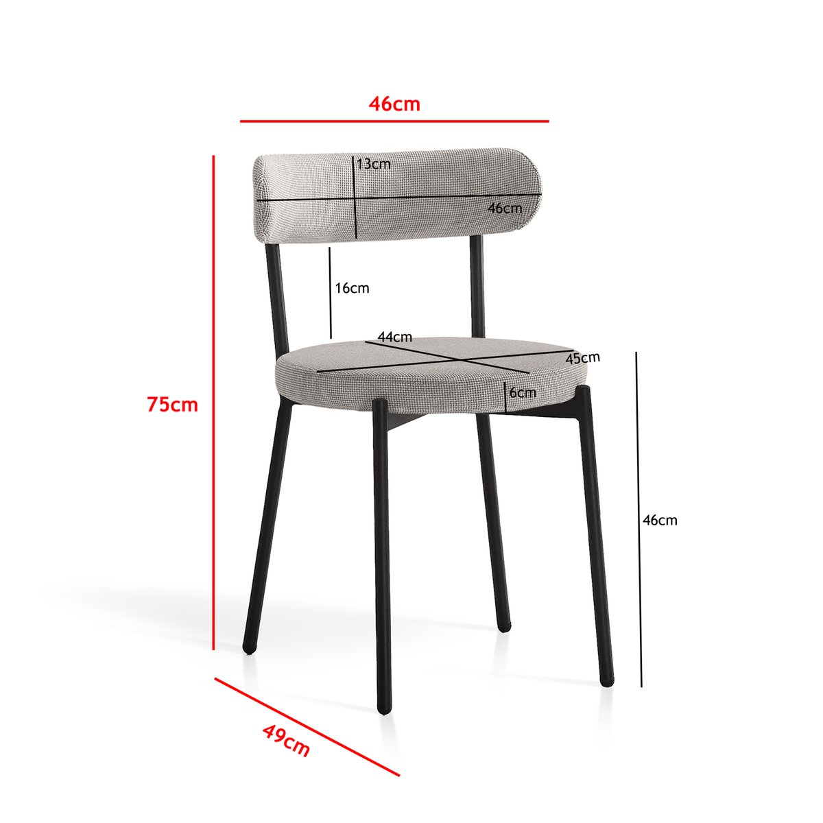 Lot de 2 chaises tissu et métal, DETROIT gris, HISPANOHOGAR