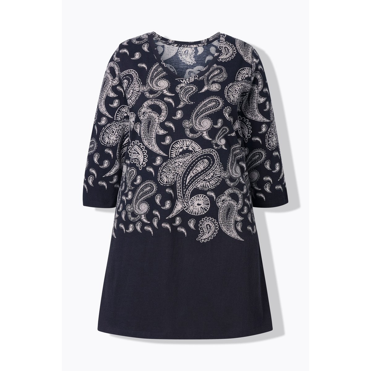 T-shirt long à motif imprimé noir, ULLA POPKEN