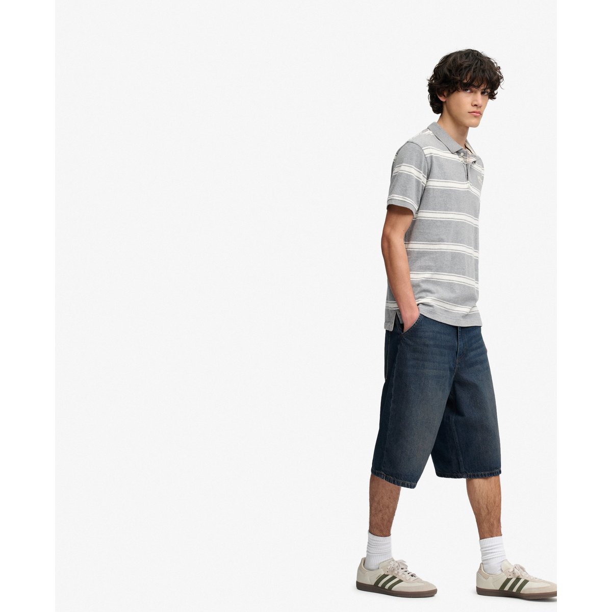 Short en jean délavé oversize indigo vintage vipère, SUPERDRY