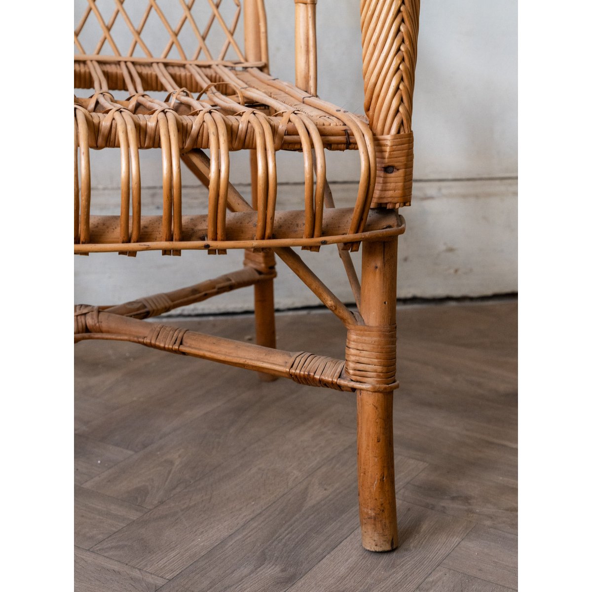 Fauteuil en rotin Ernest N°1642 - Bon état naturel, DEBONGOUT