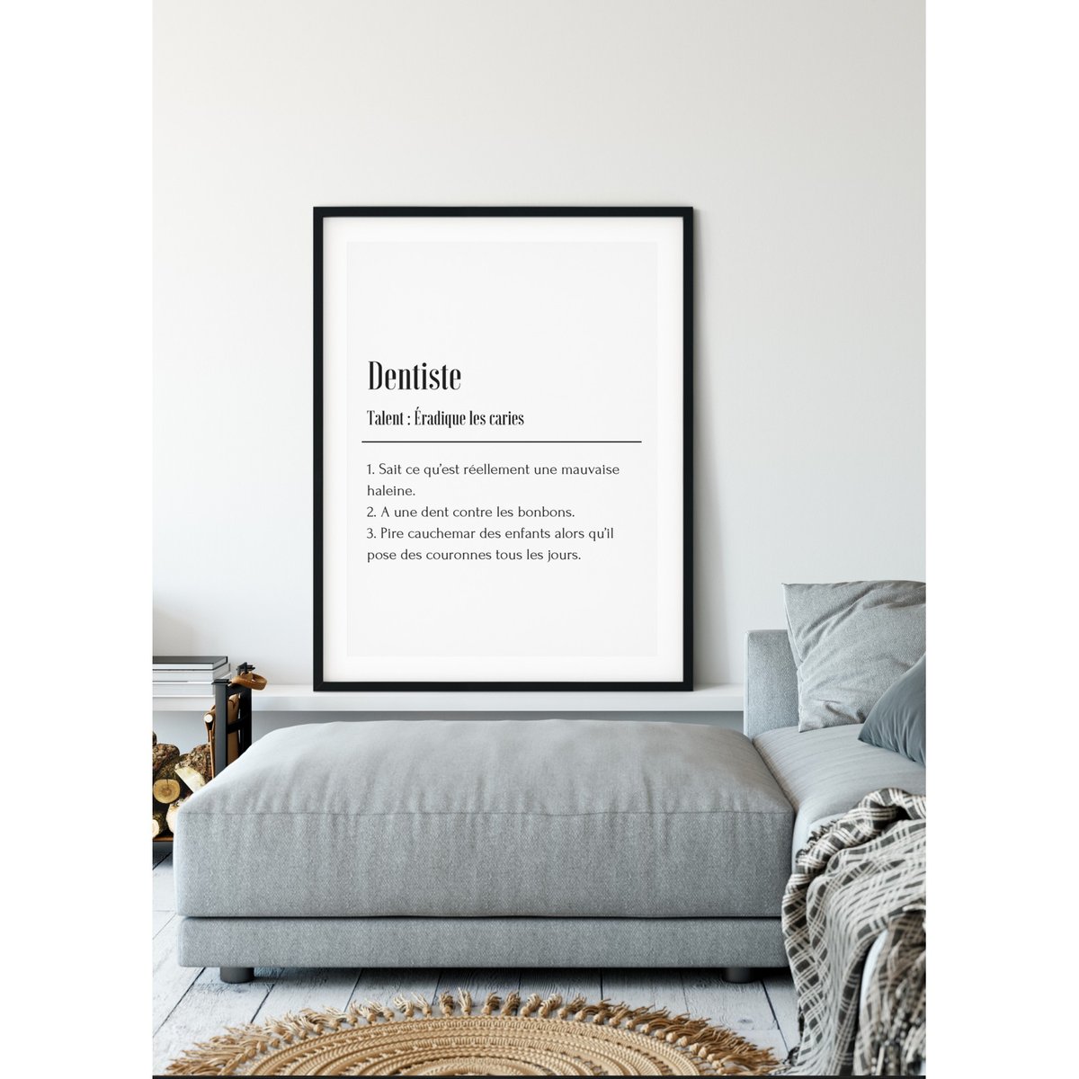 Affiche Définition Dentiste blanc, L'AFFICHERIE