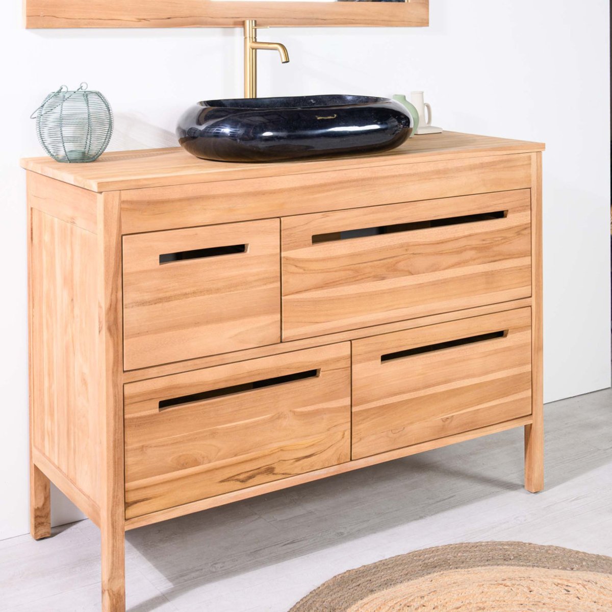 Meuble sous vasque en teck Sira 120cm naturel, WANDA COLLECTION
