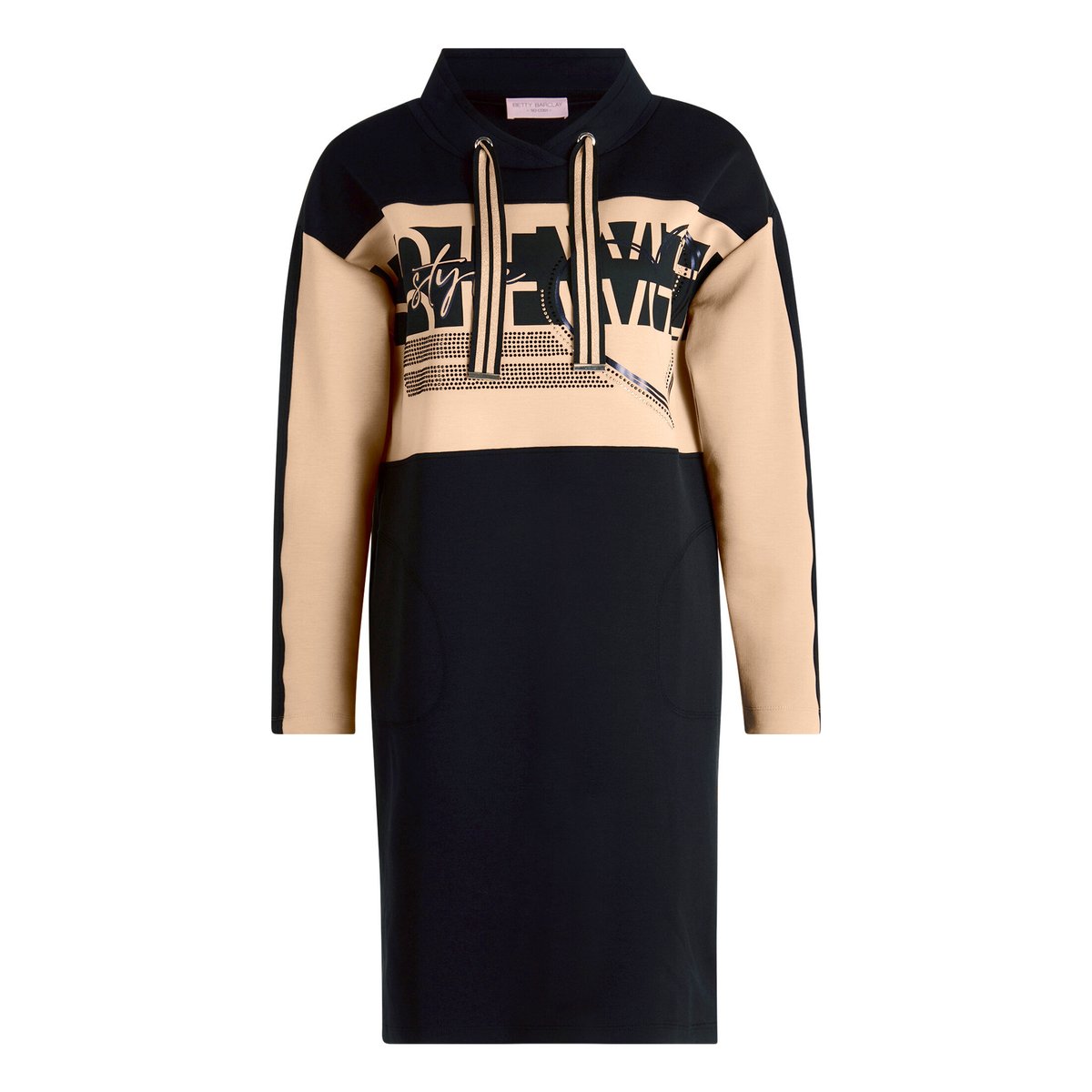 Robe en jersey à manches longues patch beige/black, BETTY BARCLAY
