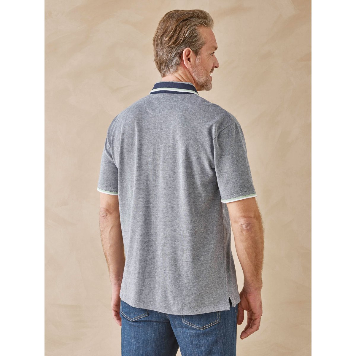 Polo manches courtes maille piquée bleu, DAXON