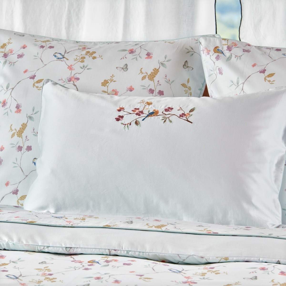 Taie D'oreiller   Satin De Coton - JARDIN SUSPENDU motifs, TRADITION DES VOSGES