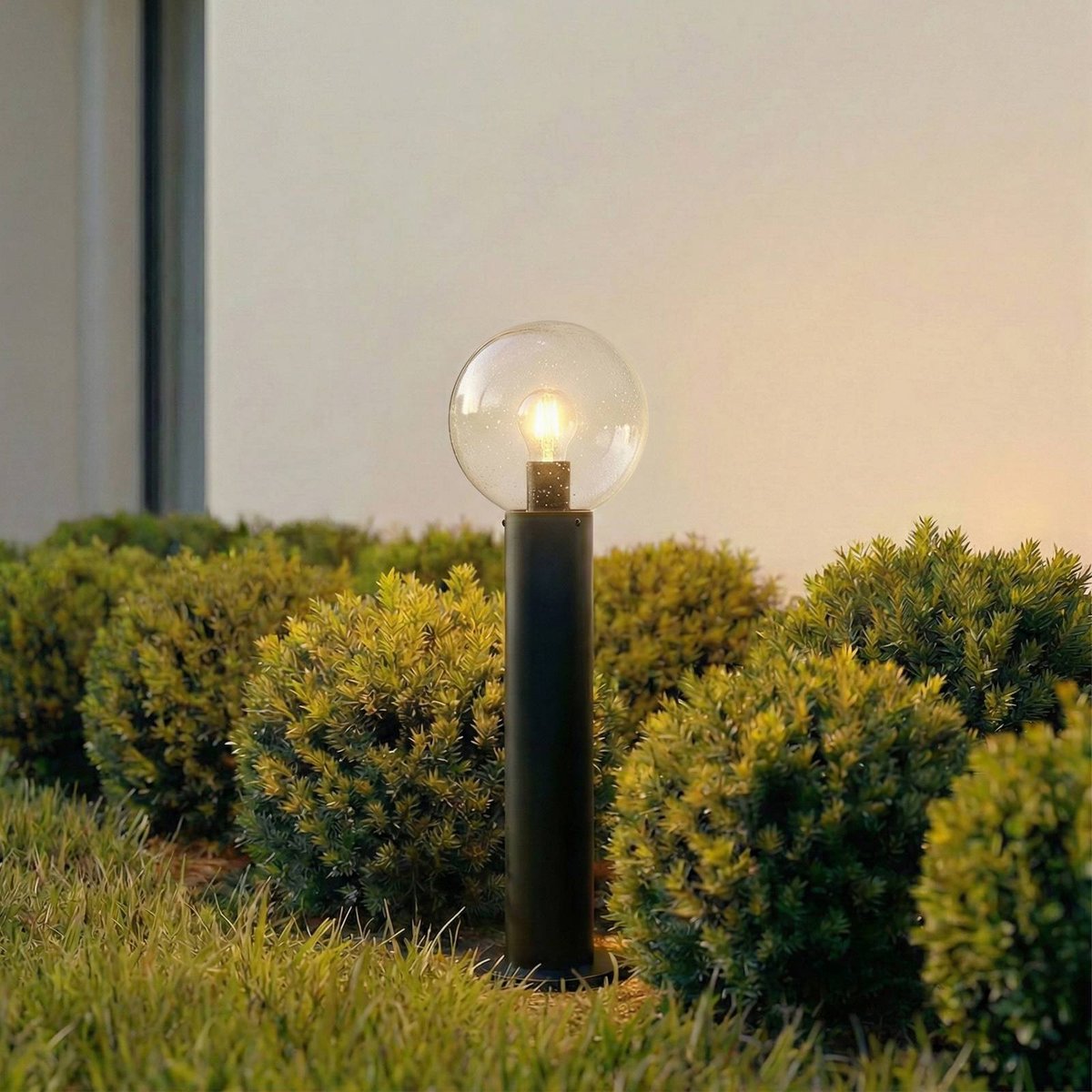 Luminaire extérieur en verre moderne, Dangan transparent, noir, LINDBY