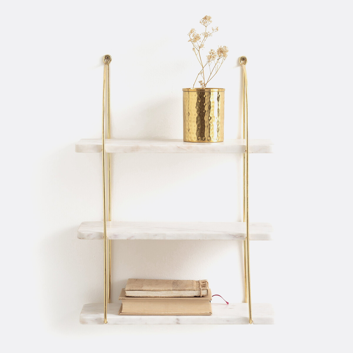 Wandrek in marmer en messing L40 cm, Fitia wit/messing/messing, LA REDOUTE INTERIEURS