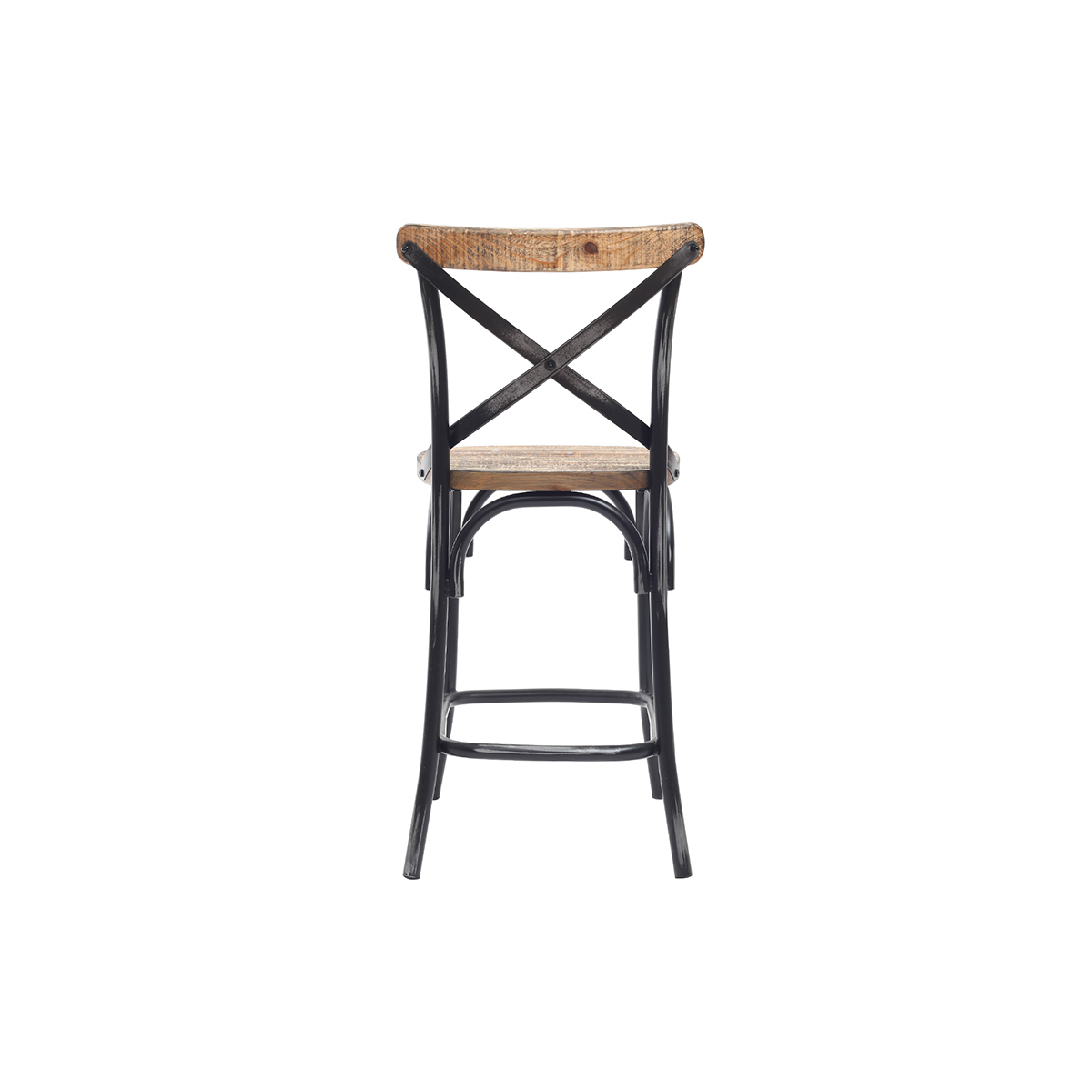 Tabouret de bar industriel en bois et métal noir 65 cm JAKE noir, MILIBOO