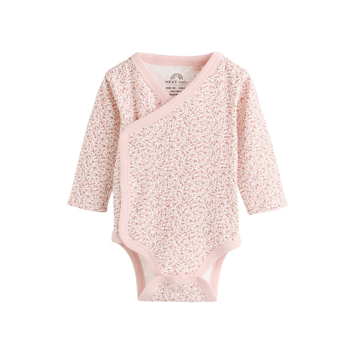 Body cache-cœur bébé, lot de 5 marron à imprimé petites fleurs, NEXT
