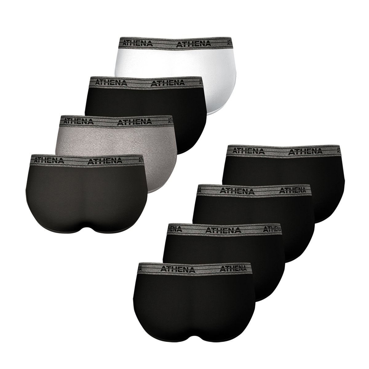 Maxi Lot De 8 Slips Basic Coton gris/noir/blanc, ATHENA