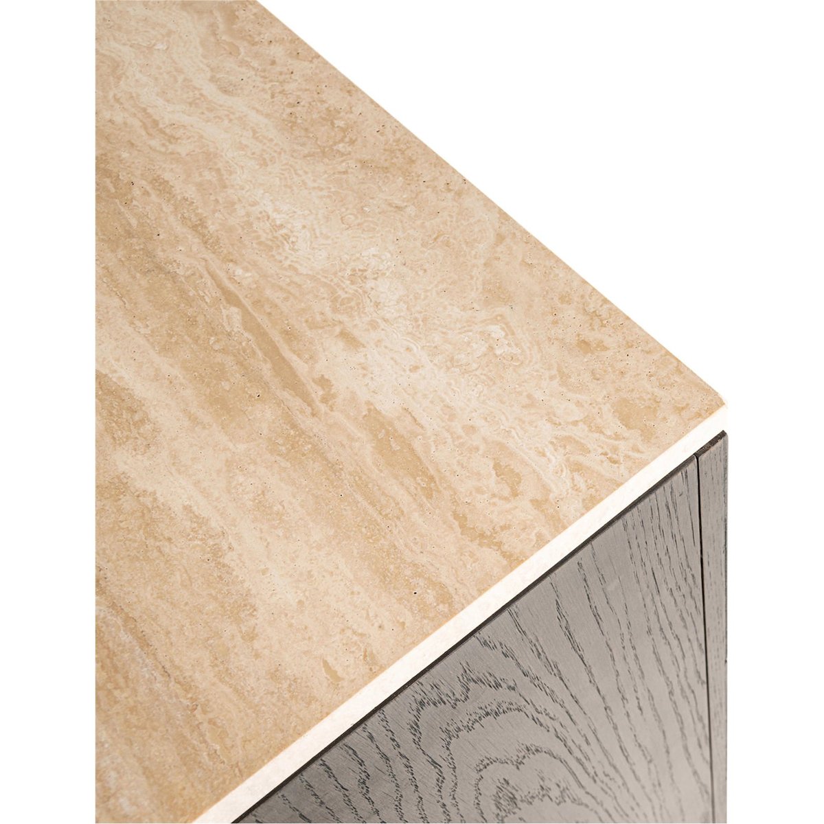 Buffet rectangulaire en bois avec plateau en marbre Claremont marron foncé effet bois marbre, RECOLLECTION
