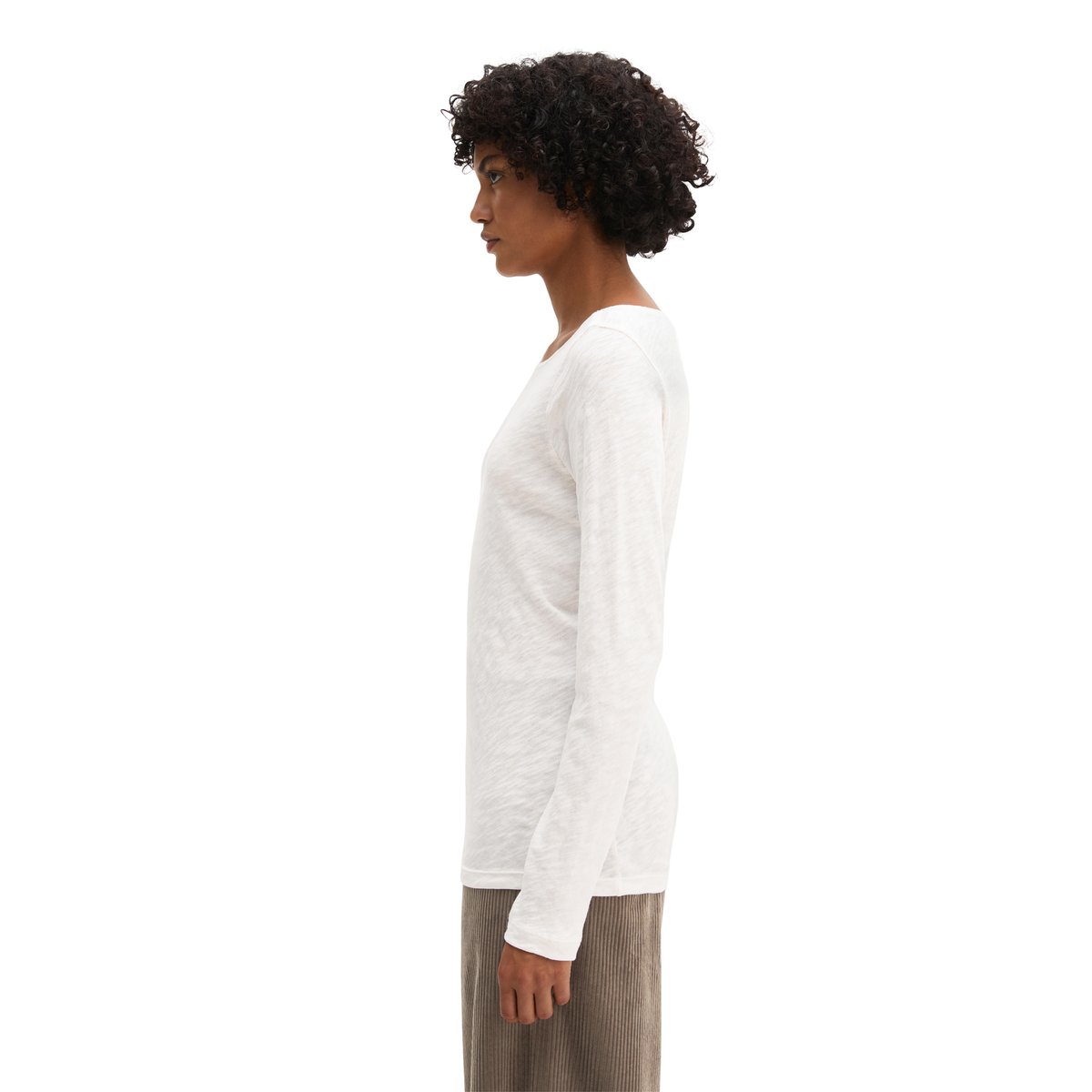 T-shirt à manches longues U-Boot coupe classique en qualité Organic Cotton blanc, MARC O'POLO