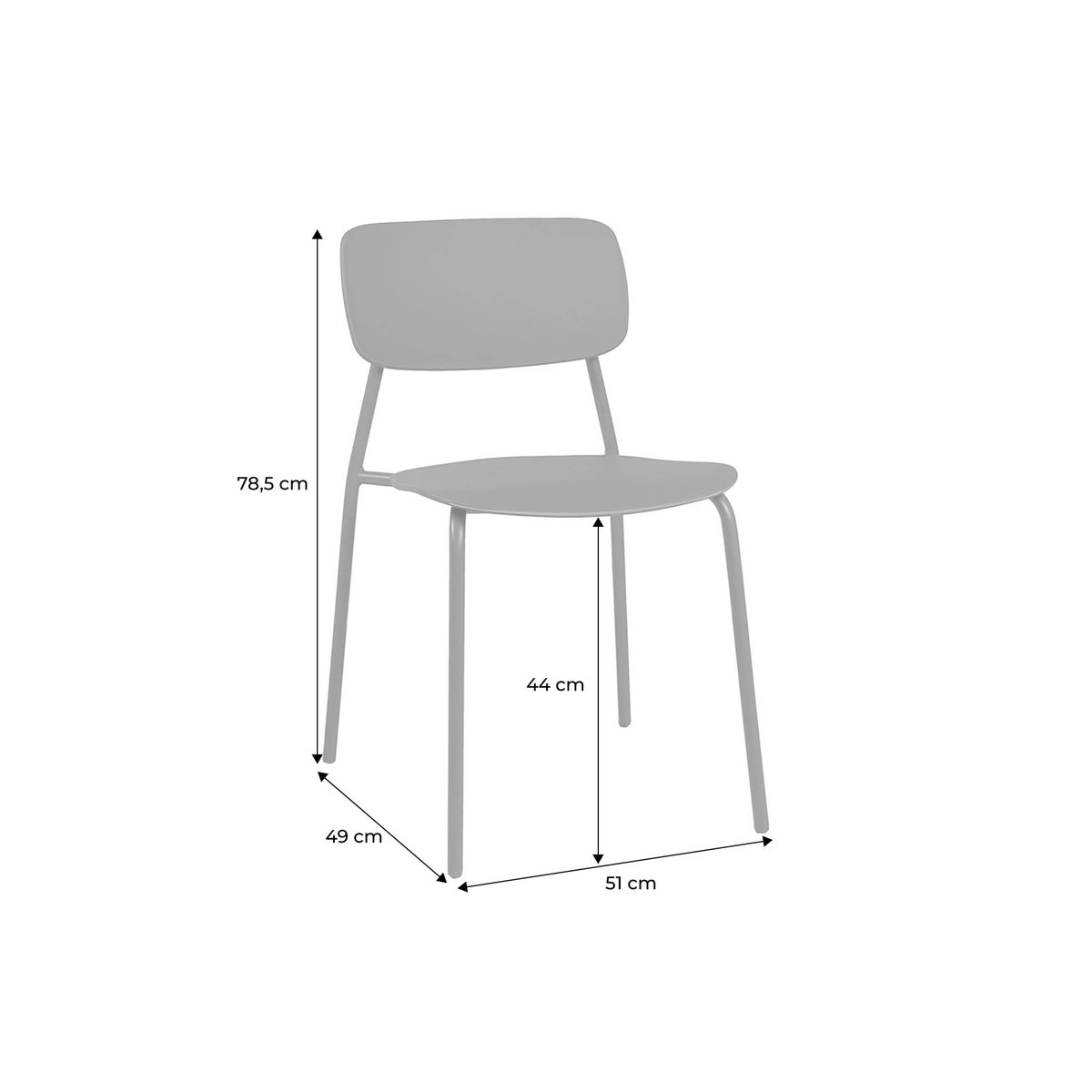 Chaise de jardin empilable acier et plastique (lot de 2) LIVA anthracite, SWEEEK