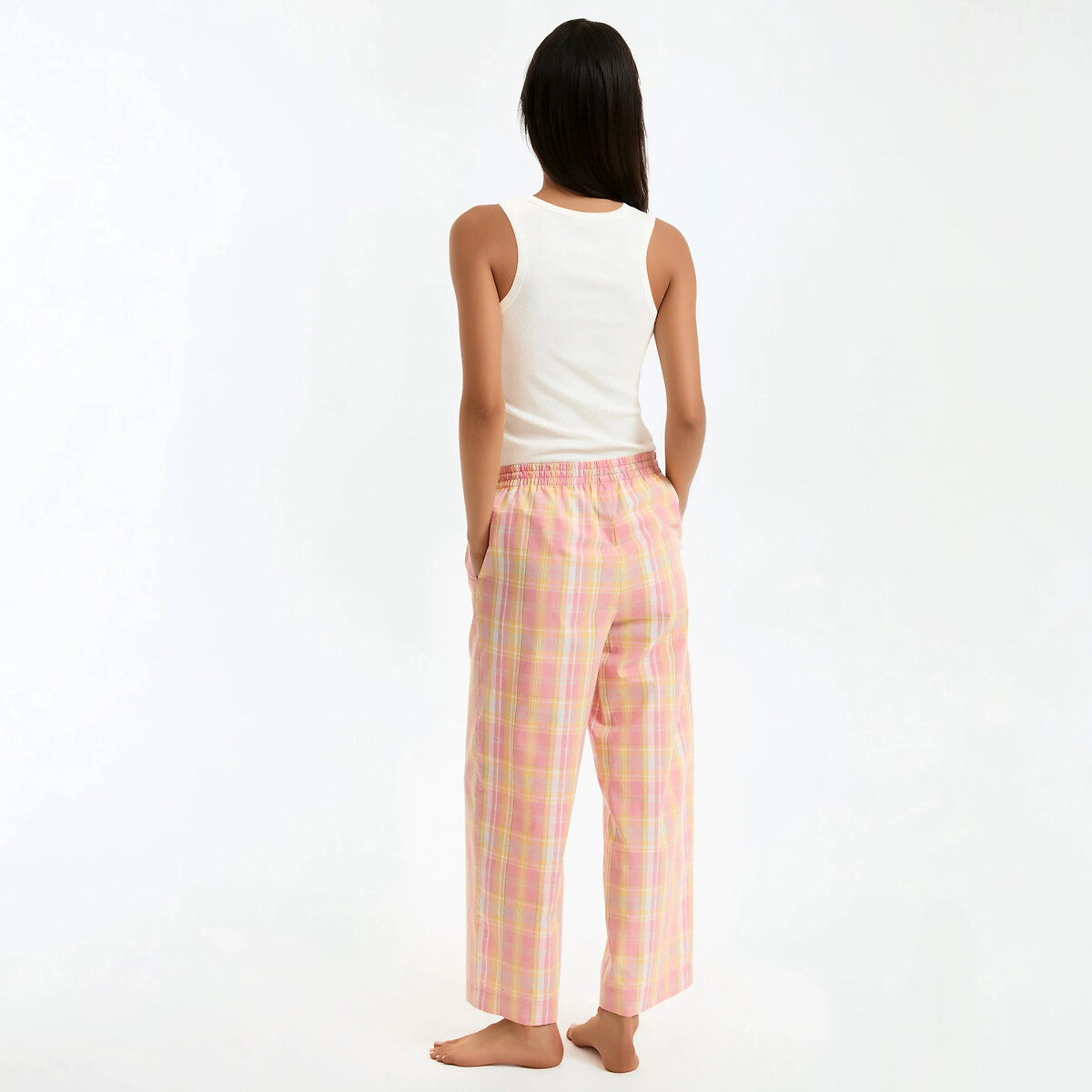 Pyjama, débardeur côtelé, pantalon à carreaux madras, LA REDOUTE COLLECTIONS
