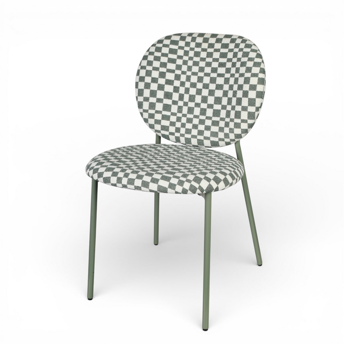Chaise repas tissu et blanc vert amande, ZAGO