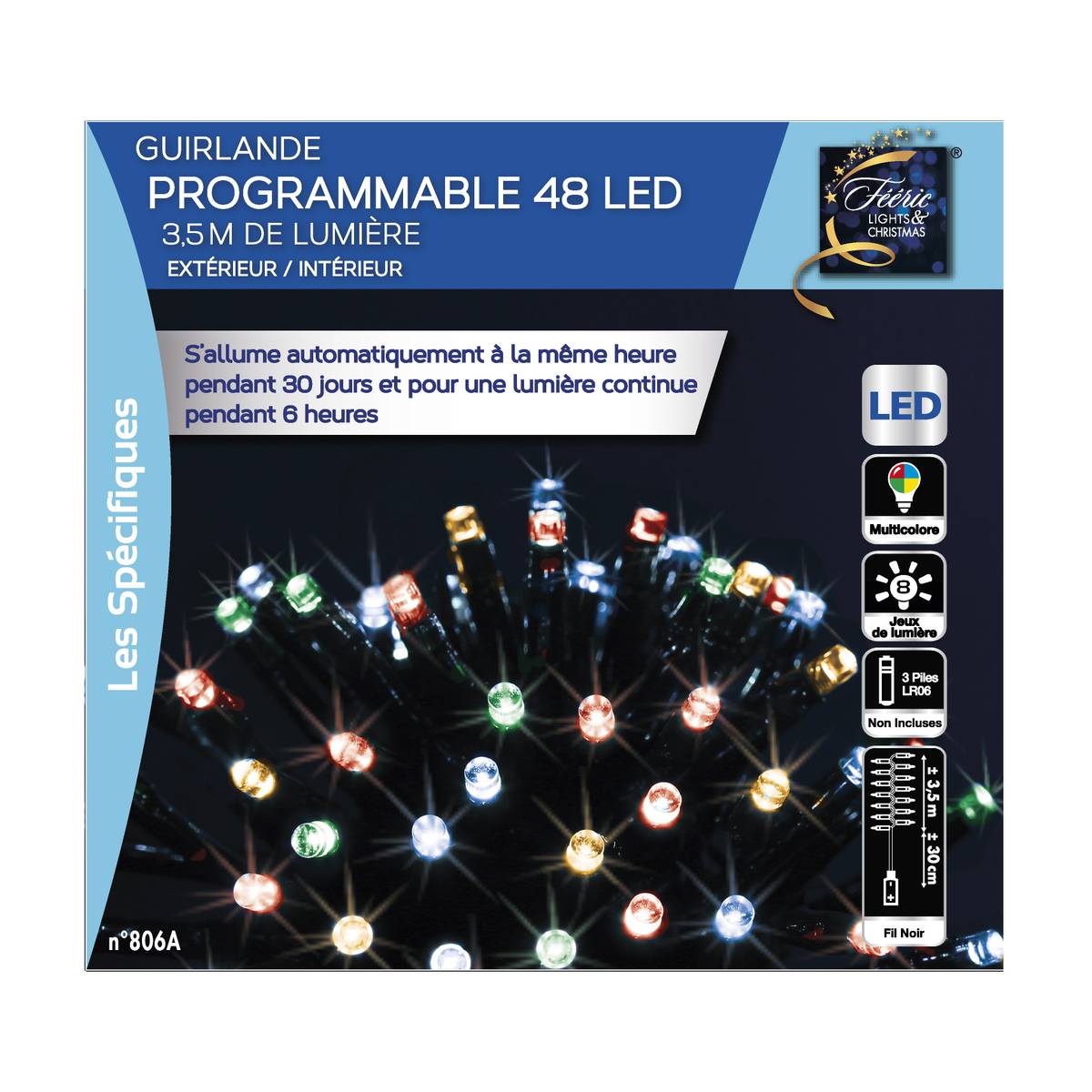 Guirlande lumineuse Technobase 48 LED vert, FEERIC LIGHTS & CHRISTMAS