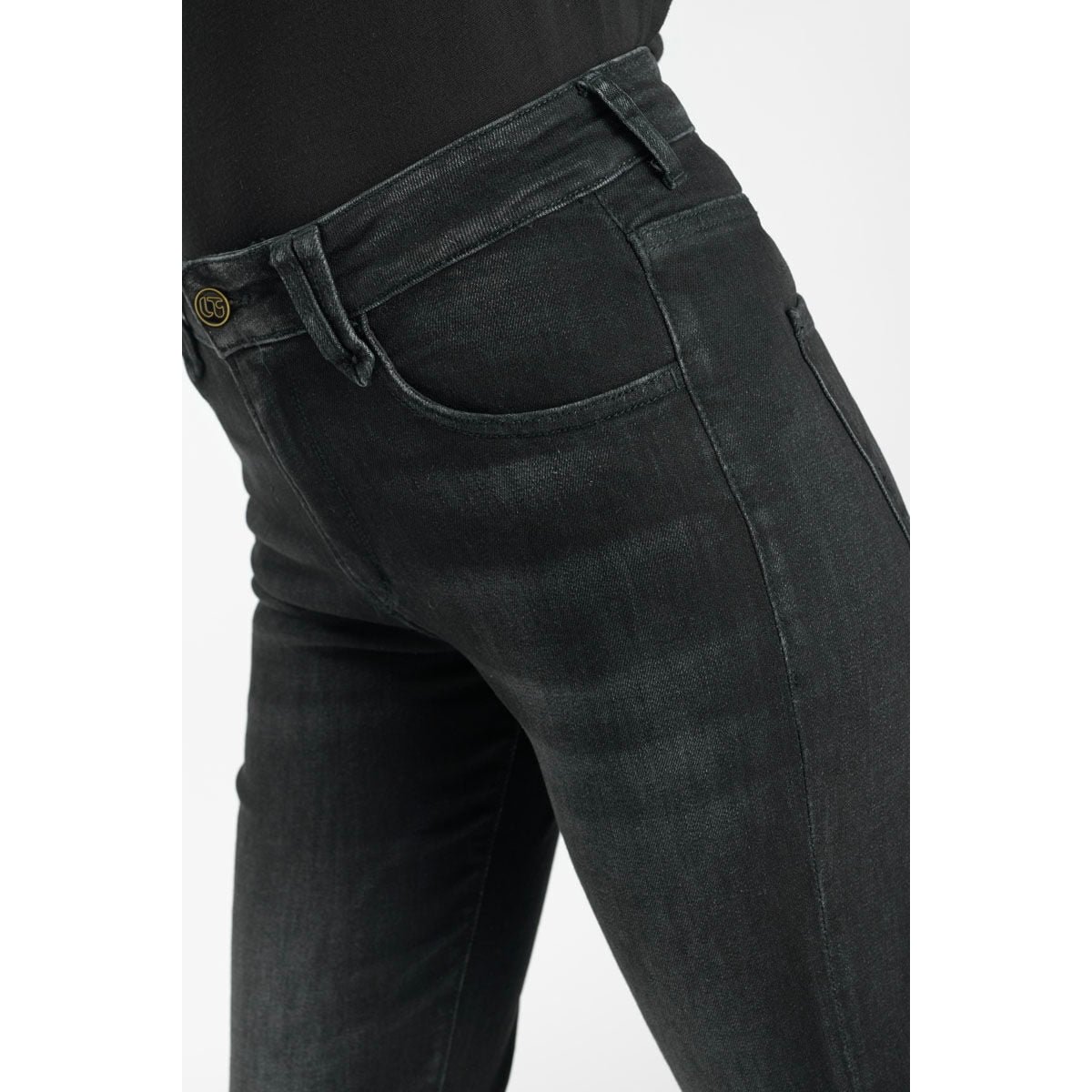 Jeans droite , longueur 34 black / black, LE TEMPS DES CERISES