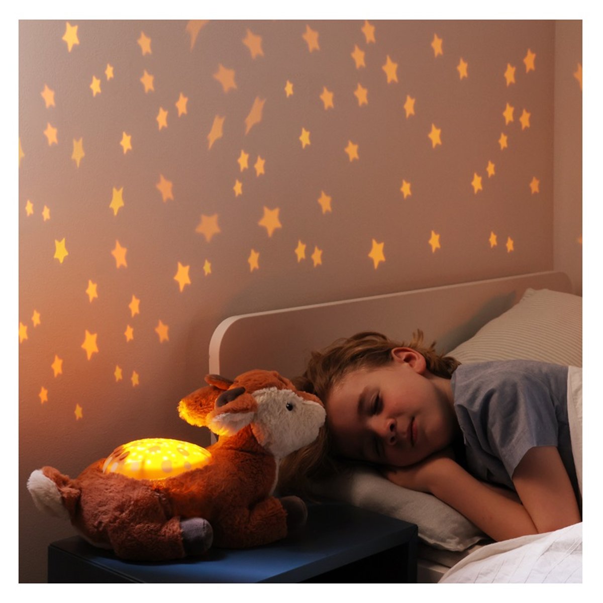 Faon peluche projecteur d’étoiles marron, écru, CLOUD B
