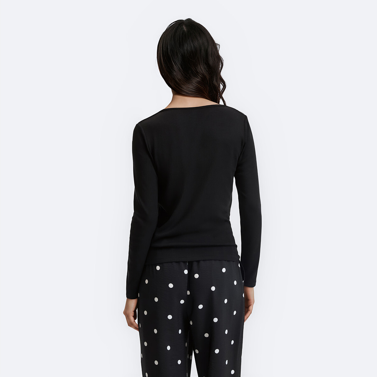 Drapiertes Langarm-T-Shirt aus Viskosemischung schwarz, LA REDOUTE COLLECTIONS