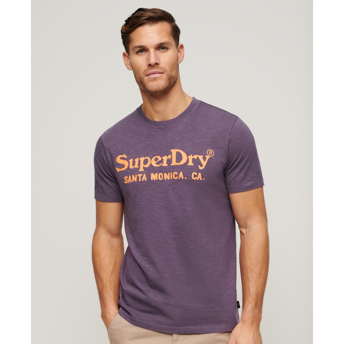 T-shirt classique à logo Venue violet suie flammé, SUPERDRY