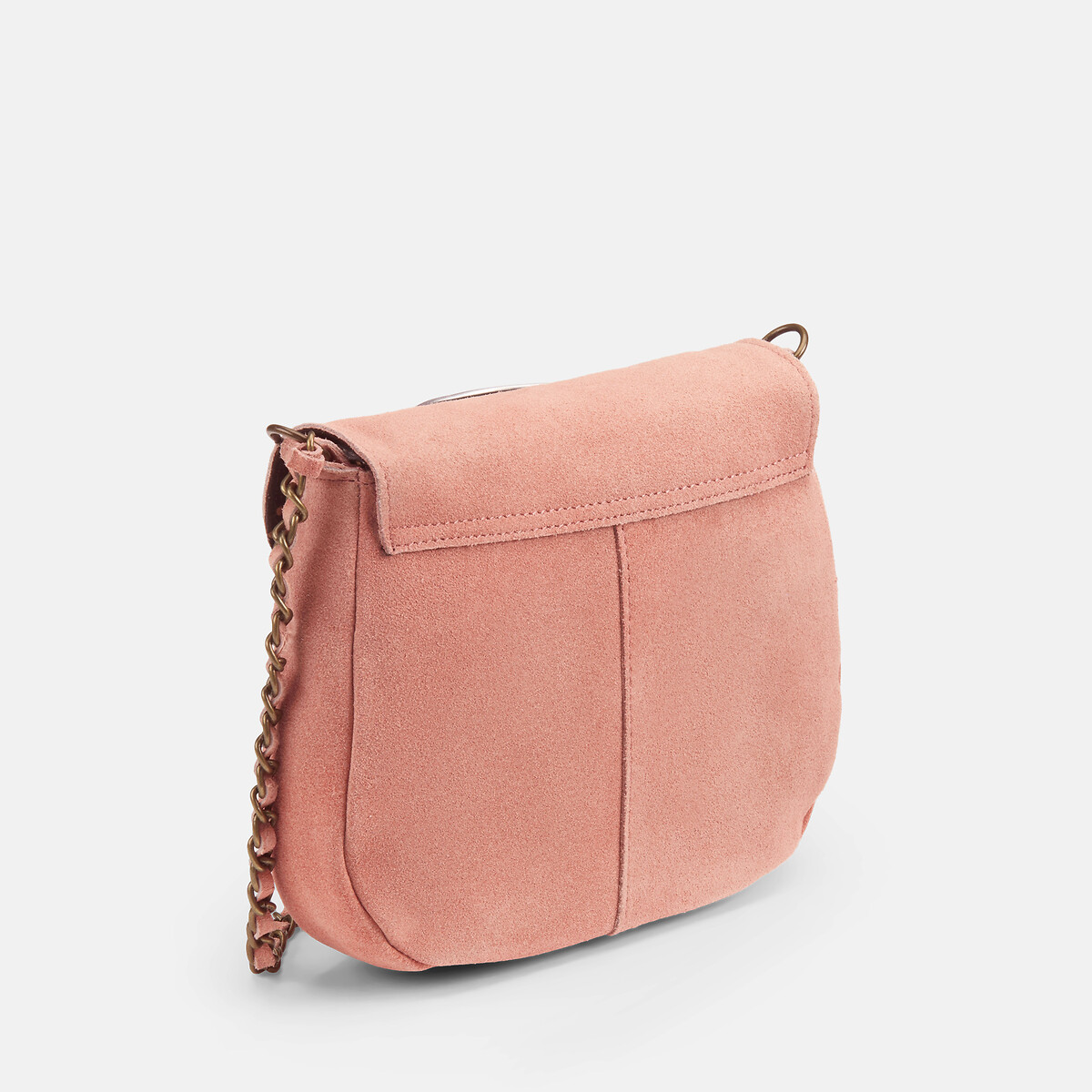 Petit sac bandoulière en cuir suède Girona rose pale, PIECES
