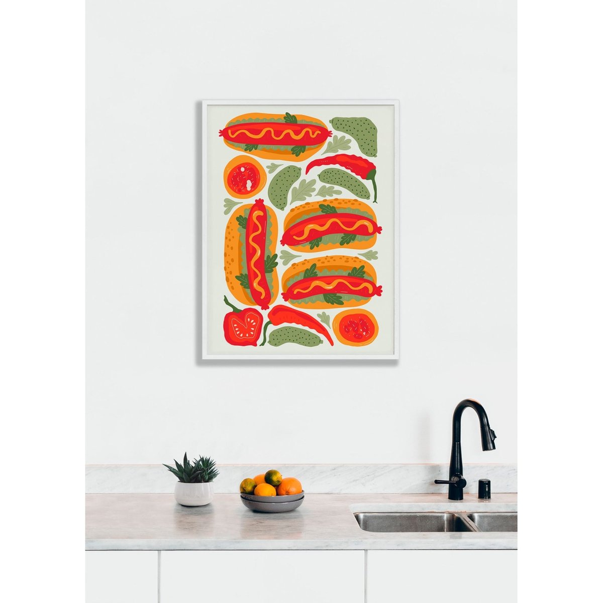 Affiche Hot-Dogs Gourmets blanc, L'AFFICHERIE