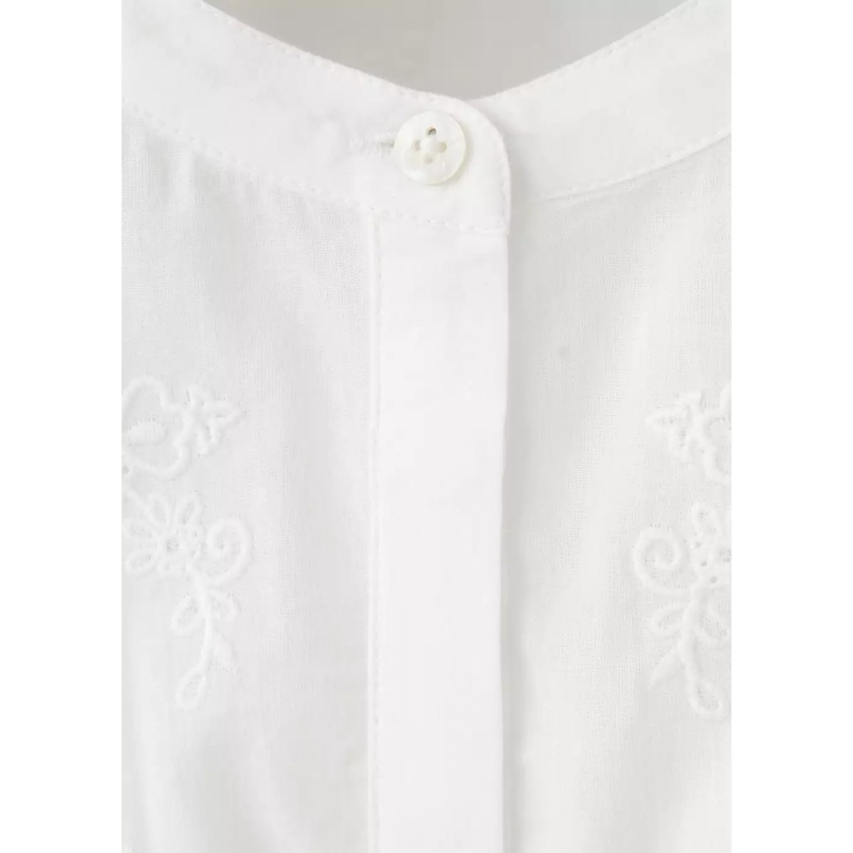 Chemise coton broderies florales blanc, MANGO KIDS
