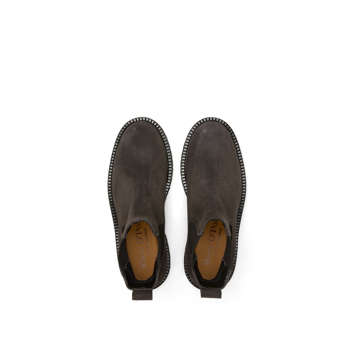 Ballerines Chelsea modèle Phia en cuir velours souple gris foncé, MARC O'POLO