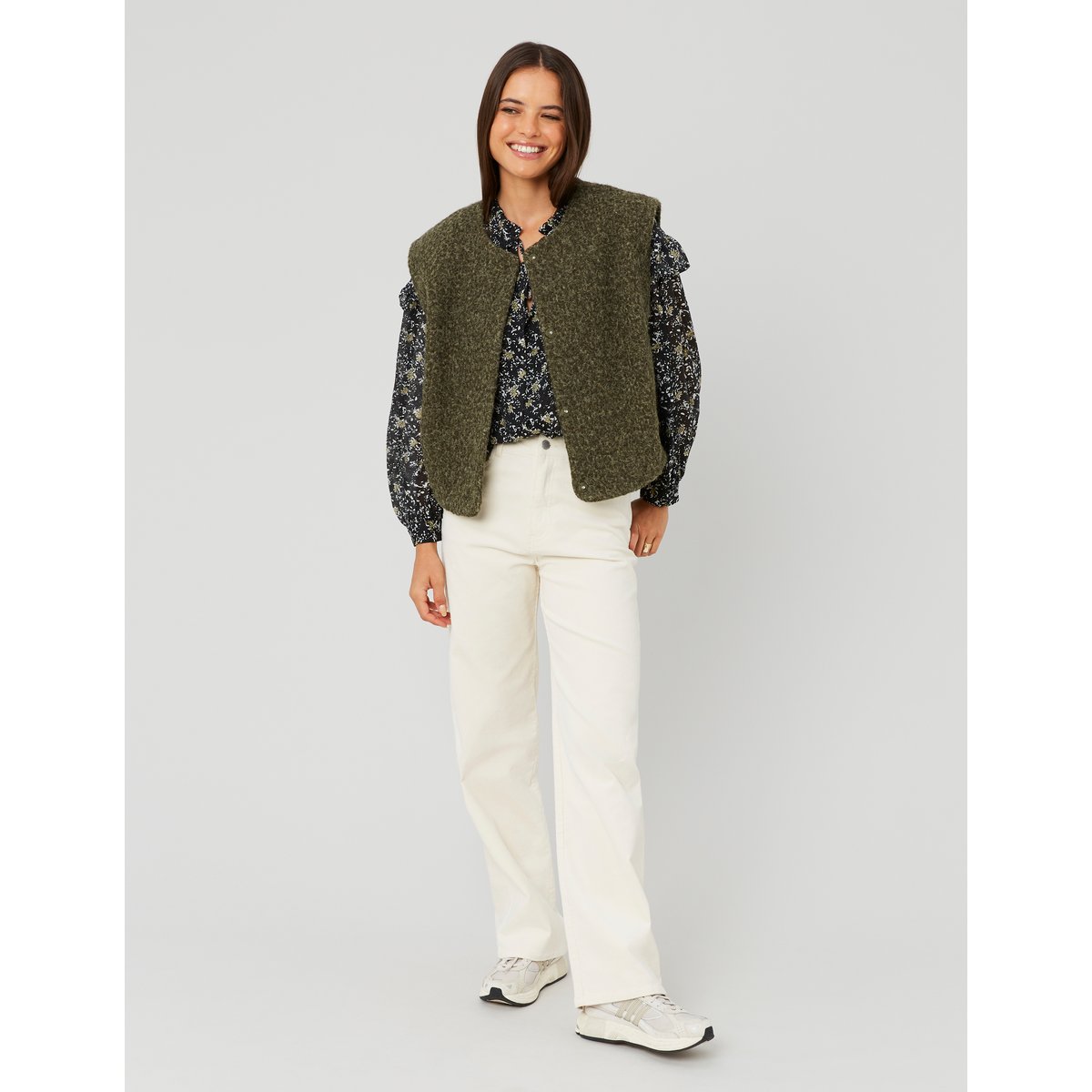 Pantalon straight velours naturel, BZB