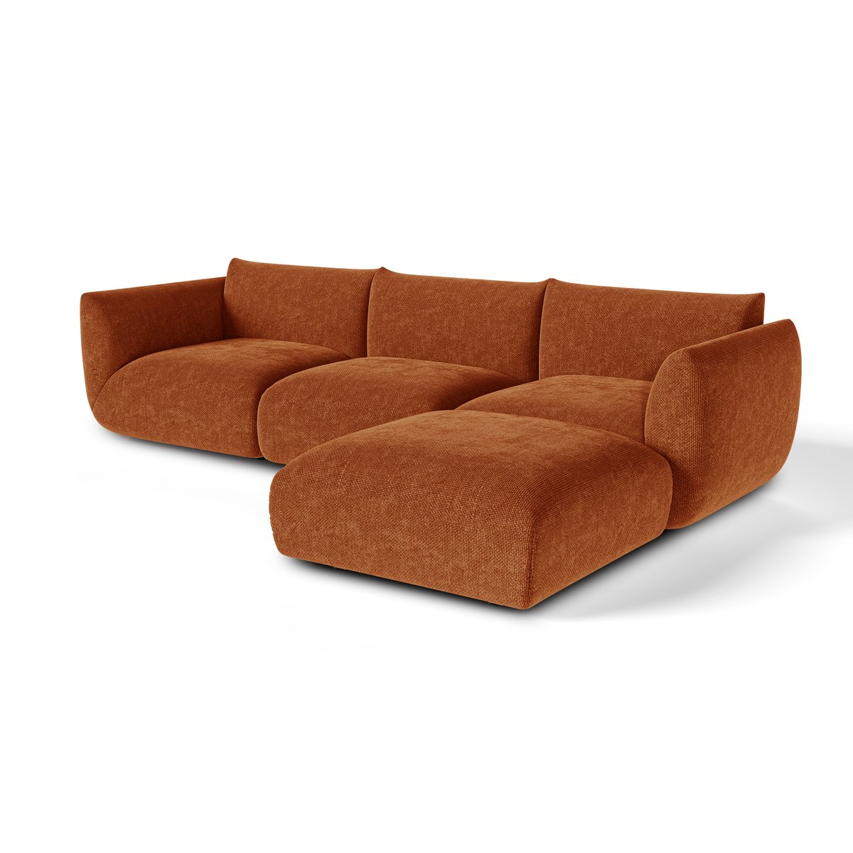 Canapé d'angle modulable 6 places en velours chenillé NOOMA terracotta, SIA HOME