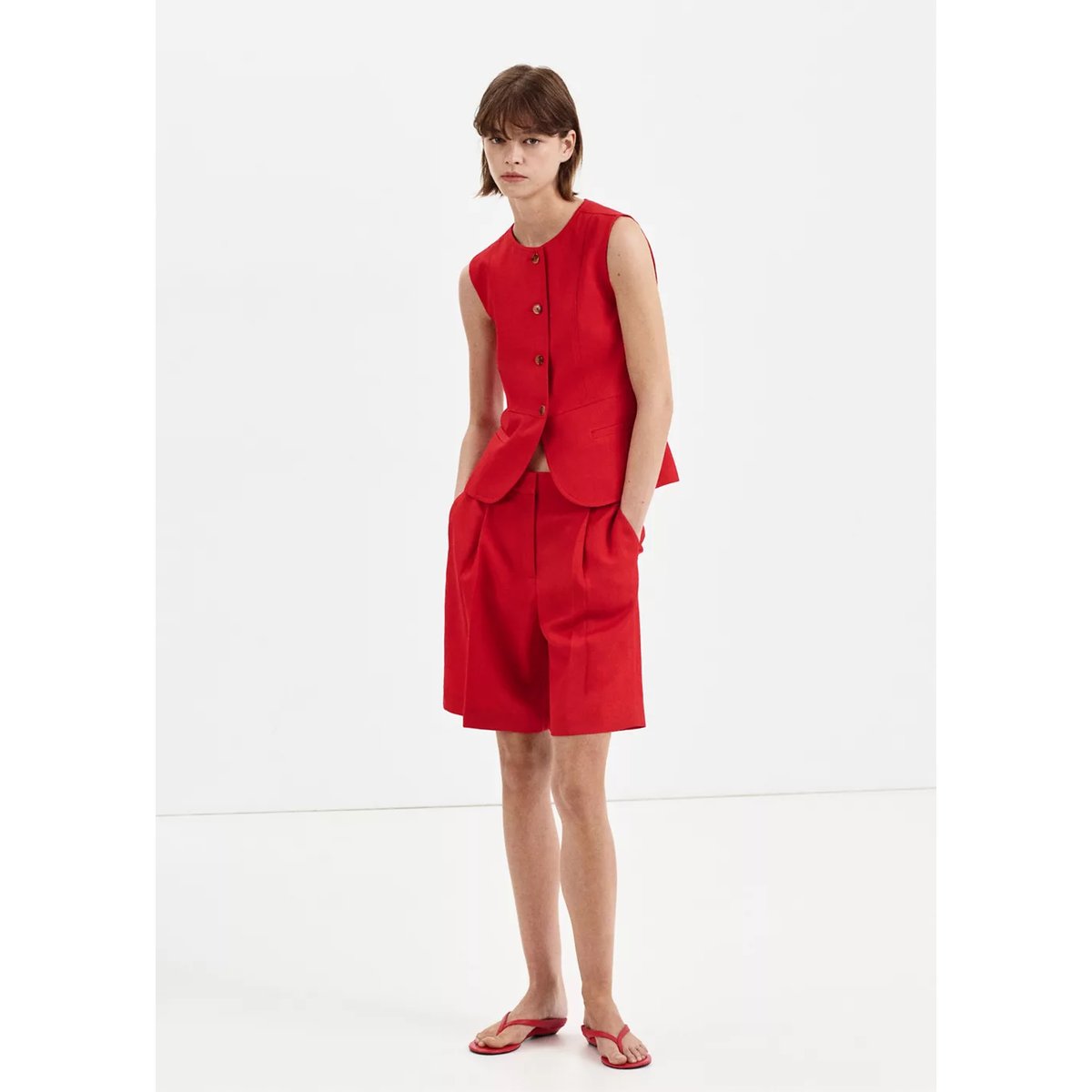 Bermuda droit taille normale rouge, MANGO
