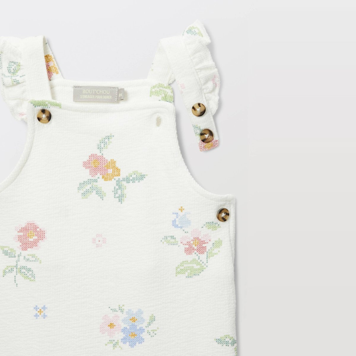 Salopette imprimée en coton BIO GOTS ecru, BOUT'CHOU